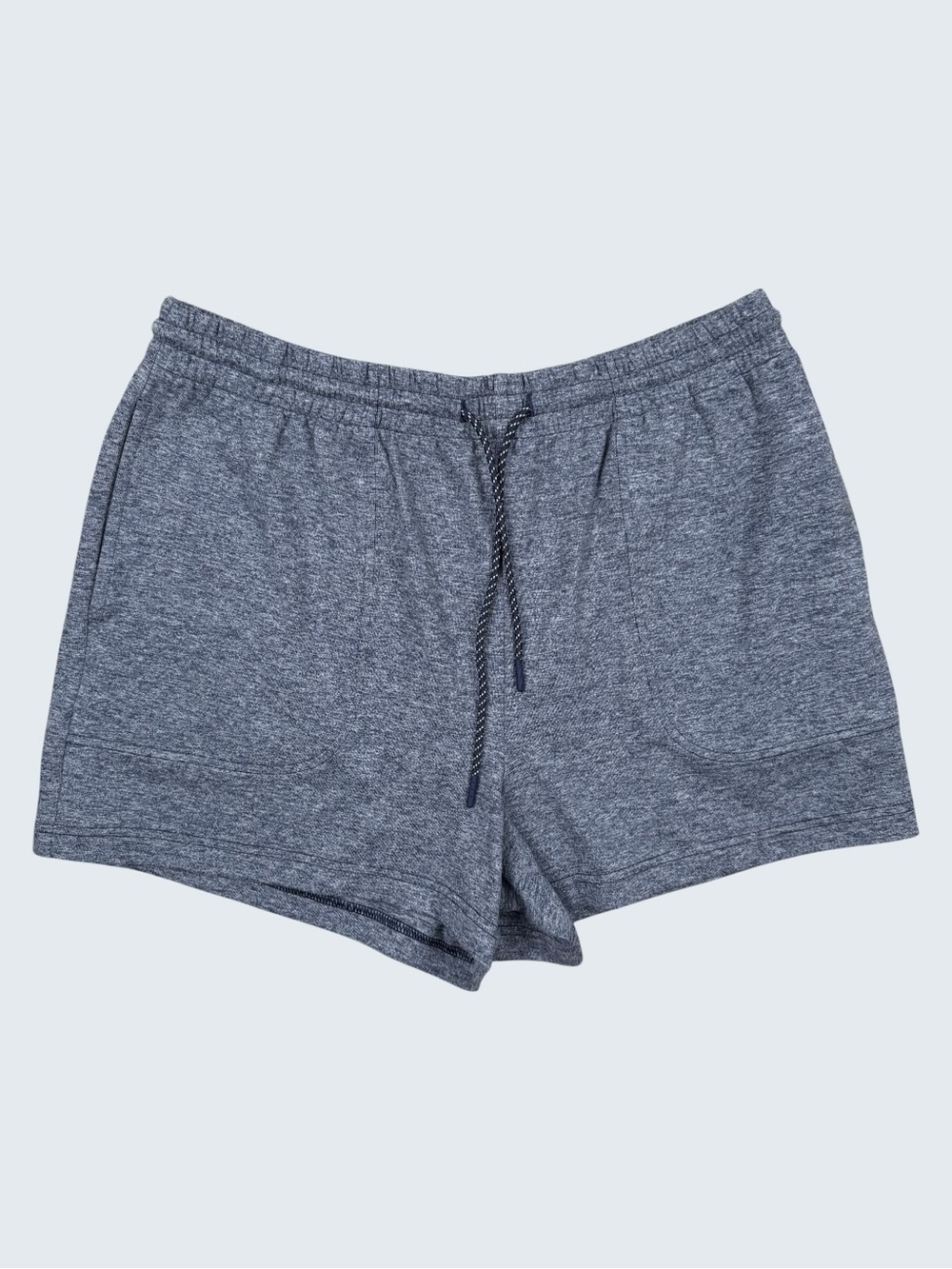 OFFLINE Heathered Blue Knit Shorts S Pull On Drawstring Jersey Pockets Relaxed